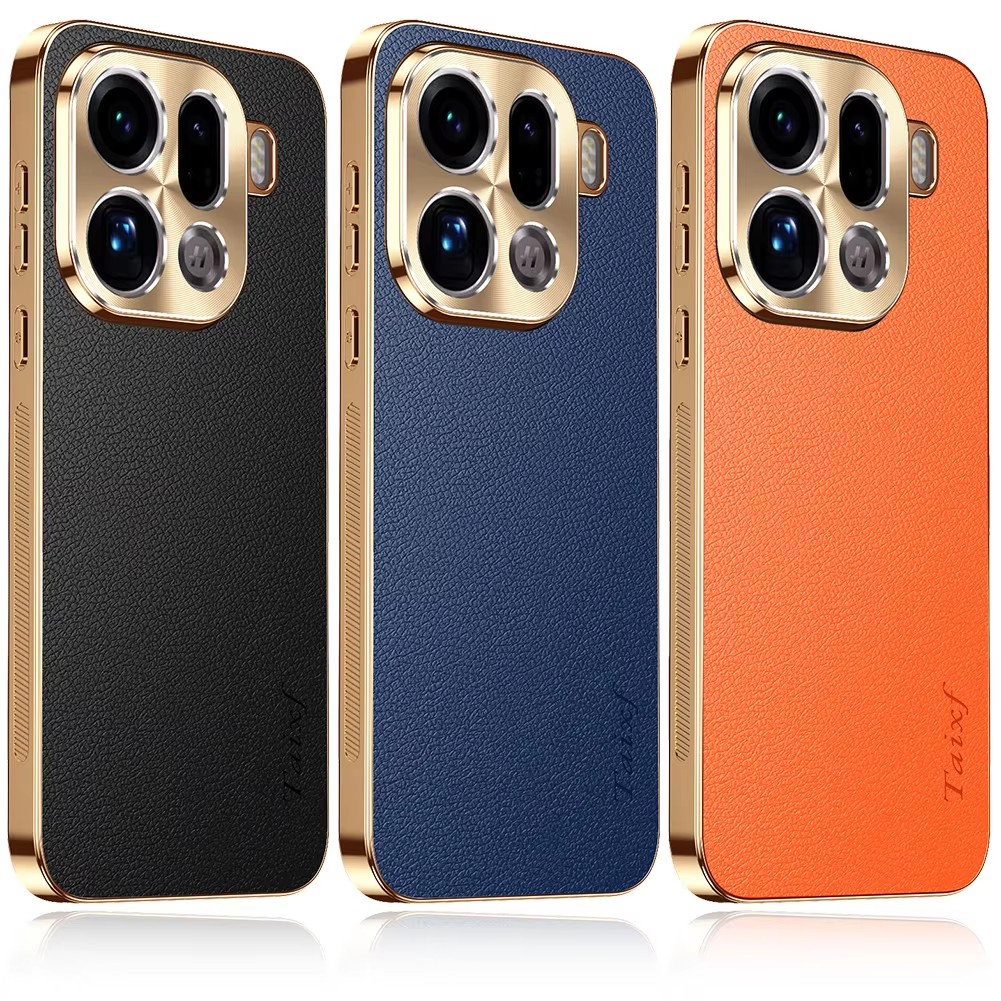 Oppo Find X8 - Excellent quality Cowhide Lychee Texture Electroplated