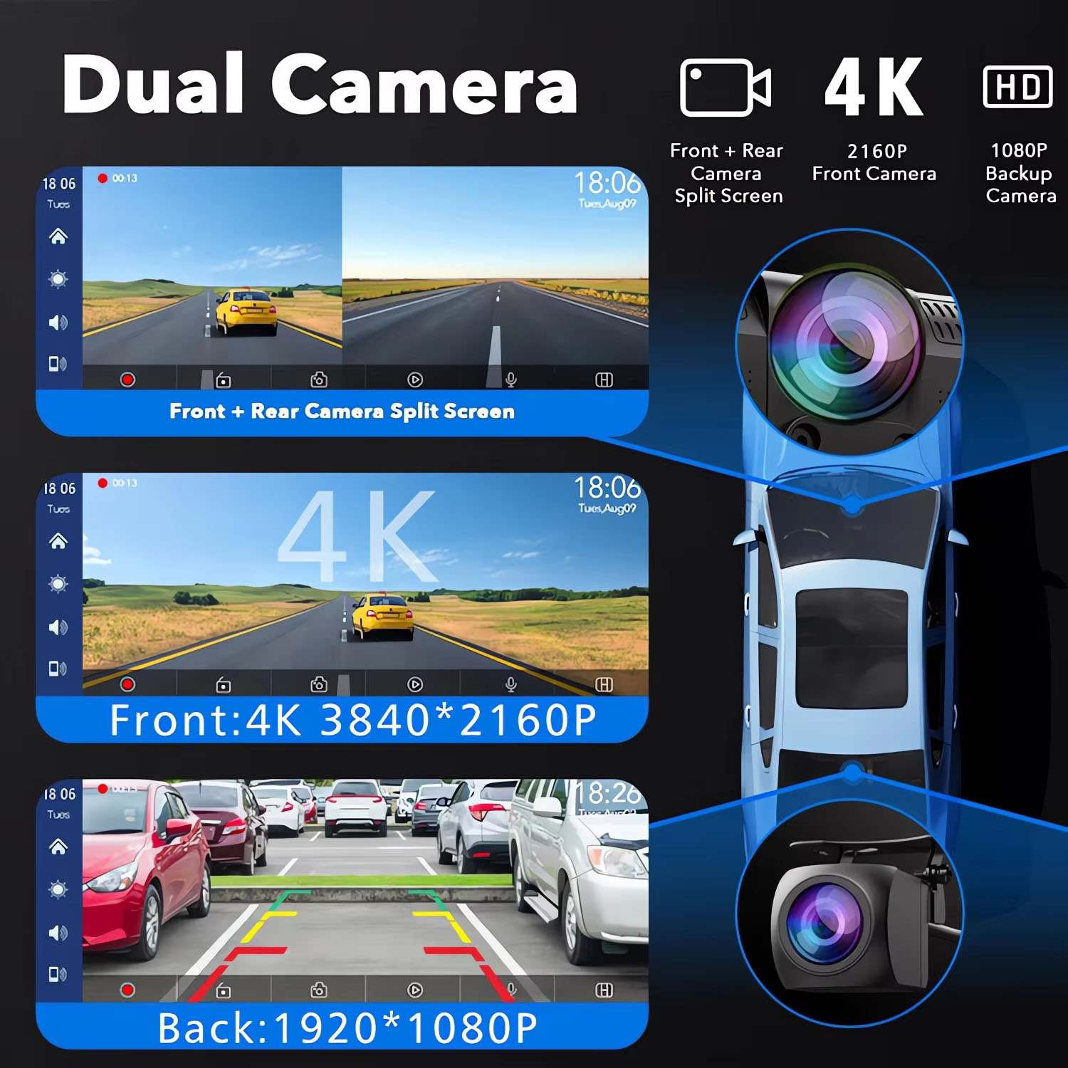 10.26 Inch Dash Cam 4K Carplay - огляд і ціна Panoramic Dash Cam 360